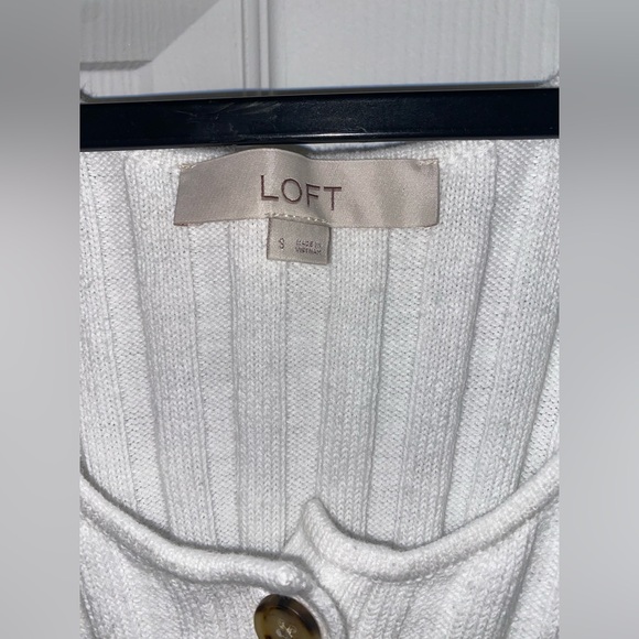 LOFT Ivory Ribbed Button-Front Tank Top - Picture 3 of 4